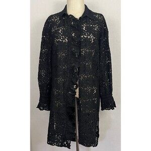 Zara Black Lace High Low Duster Dress Small Whimsigoth Romantic Ethereal Goth